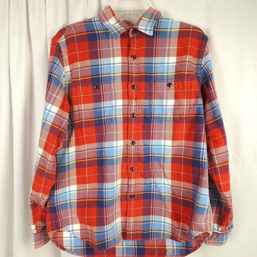 J.Crew‎ Sportsman's Outdoor Men's Flannel Shirt Large Red Blue Plaid